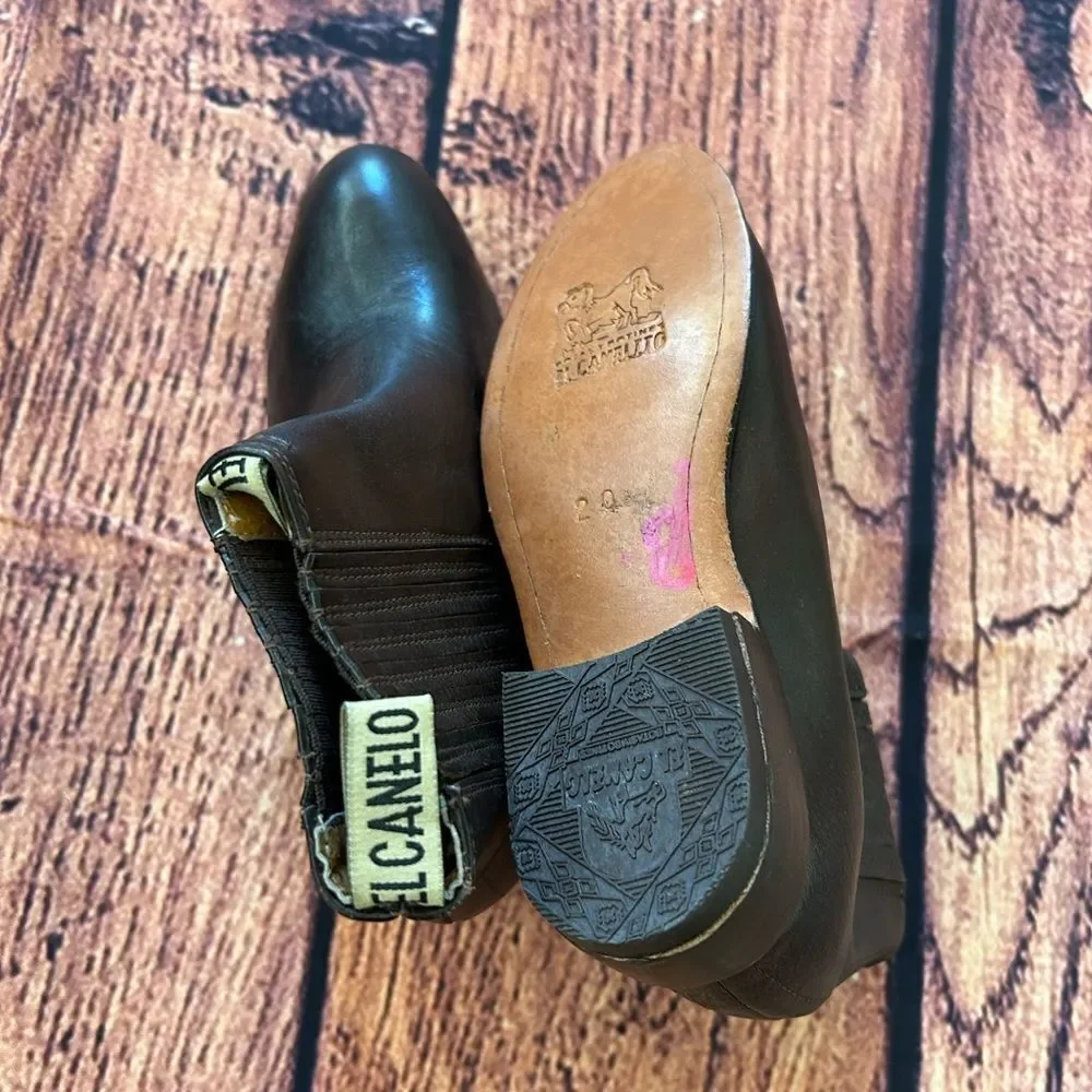 Kids Youth El Canelo Botas‎ Cowboy Ankle Boots Leather Color Brown Size 13